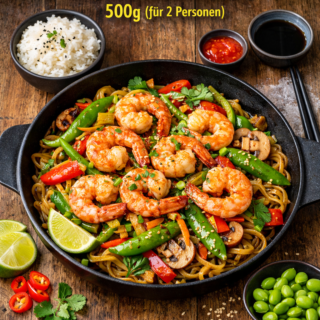Asiatische Garnelenpfanne 500g (für 2 Personen)